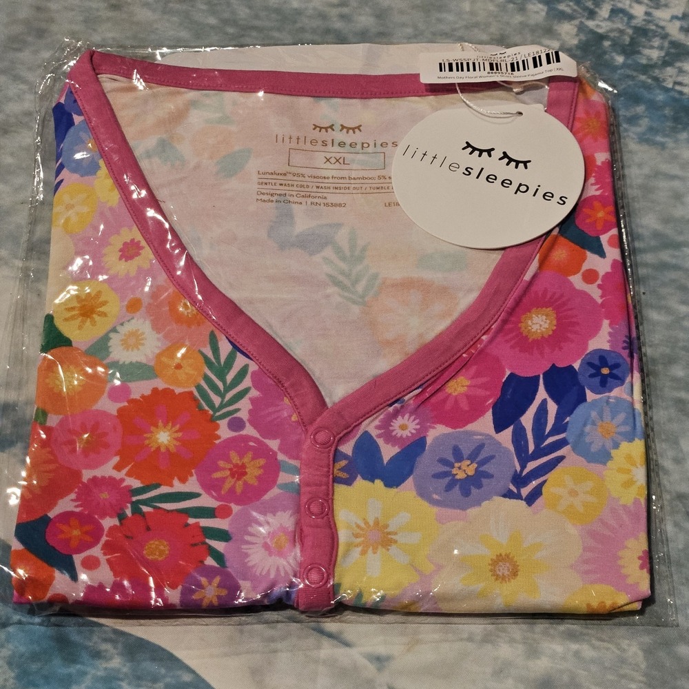 Little‎ Sleepies Rainbow Blooms Women's Pajama Top XXL Mother's Day 2024 NWT